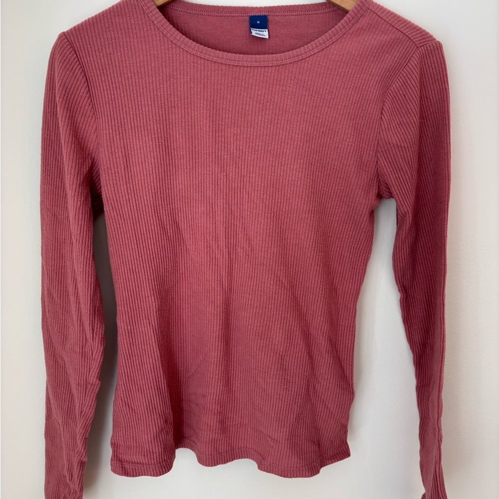 Old Navy Pink Fitted Long Sleeve T-Shirt